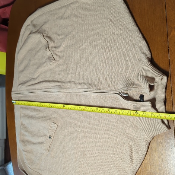 White House Black Market Modal Tan Knit Cardigan Sweater Zip Medium - Picture 6 of 17